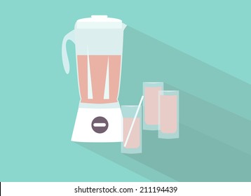 Blender with juice. Flat design vector.
