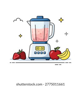 Blender Kitchen Appliance Isolated on White Background. Modern food preparation device concept ideal for product advertising, e-commerce, packaging design, website banner, and household appliance illustration.
