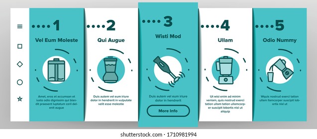 Blender Kitchen Tool Onboarding Icons Set Vector. Blender Electronic Equipment Appliance For Make Cold Cocktail Or Mixing Product Illustrations