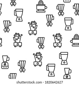 Blender Kitchen Tool Vector Seamless Pattern Thin Line Illustration