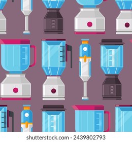 Blender for kitchen vector cartoon seamless pattern background for wallpaper, wrapping, packing, and backdrop.