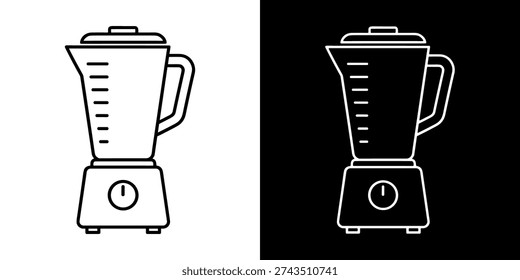 Blender linear icon set in black and white versions for kitchen appliance design