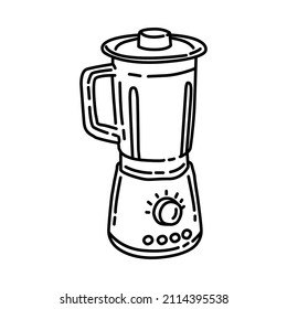 Blender Machine Part of Electronic for Kitchen and Washing Device Hand Drawn Icon Set Vector.