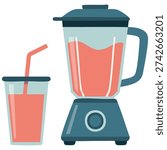 Blender making fruit smoothie kitchen appliance isolated vector illustration on white