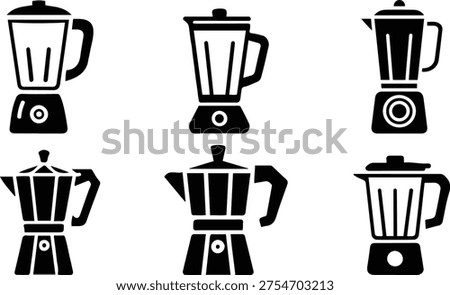 Blender and Mixer Kitchen Appliance Icon Set