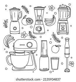 Blender mixer kitchen robot stuff line vector minimalistic illustration