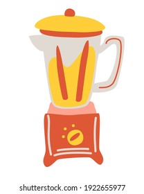 Herramienta de cocina para cocinar con ampollas o mezcladores. Máquina eléctrica. Aparato de cocina, equipo. Equipamiento para la fabricación de limo. Ilustración vectorial plana aislada