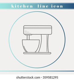 Blender or mixer outline thin line icon. Household appliance, kitchen and restaurant accessories, equipment, cooking utensil, cutlery tools, kitchenware and cookware for food preparation. Flat design.