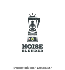 Blender Mixer with Voice Mic Podcast Radio Music Logo Design Inspiration