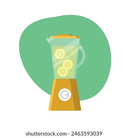 Blender in a modern design with oranges. Flat style.