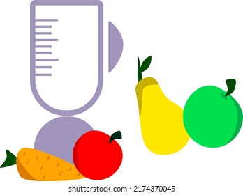 Blender and organic fruits and vegetables set. ingredients for smoothie. detox and healthy food