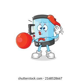 the blender pantomime blowing balloon. cartoon mascot vector