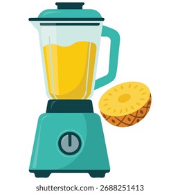 Misturador com vetor de smoothie de abacaxi isolado fundo branco