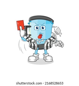 el árbitro mezclador con ilustración de tarjeta roja. vector de caracteres