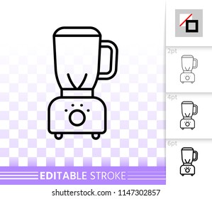 Blender thin line icon. Outline web sign of hand mixer. Shredder linear pictogram with different stroke width. Simple vector symbol, transparent background. Blender editable stroke icon without fill