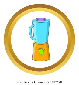 Blender vector icon in golden circle, cartoon style isolated on white background