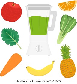 Blender and vegetable and fruit illustration