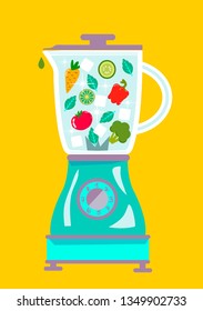blender with vegetables inside isolated