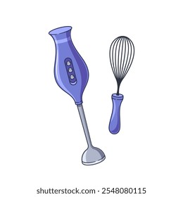 Misturador com bico de whisk, ilustração vetor de mão de cozinha isolado no fundo branco