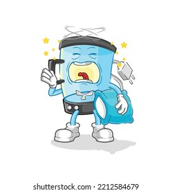 the blender yawn character. cartoon mascot vector