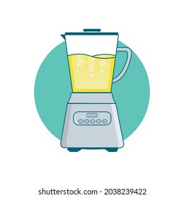 Blender with yellow splash of orange juice vector