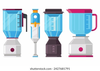 Blenders for kitchen vector cartoon set isolated on a white background.