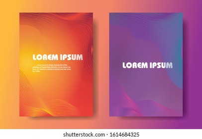 blending abstract background of bright yellow and purple colors on A4