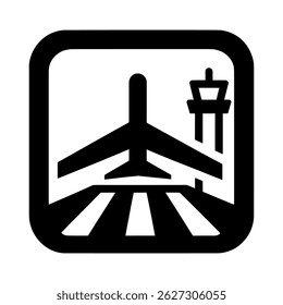 Blending Architecture And Aviation, This Vector Icon Of An Airport Terminal And Plane Reflects The Movement, Adventure, And Scope Of The Tourism Industry.
