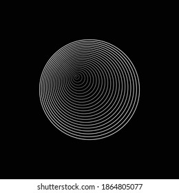 Blending Circles. Abstract Outlines On Black Background.