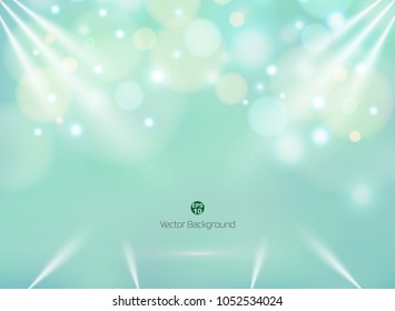 Blending green mint color background with colorful circle bokeh business backdrop, mock up template for product display and copy space studio, vector illustration eps10