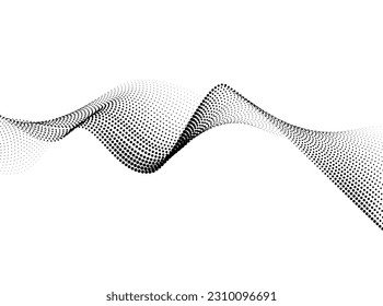 Mezclando el fondo de la onda de línea de semitono. diseño de fondo gris negro de forma ondulada. 