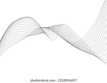 Blending Halftone line wave background. wavy shape black gray background design. 