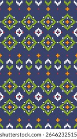 Blending past and future with carefully structured pixel lines soft transitions and color gradients this textile pattern becomes a timeless expression of modern digital craftsmanship