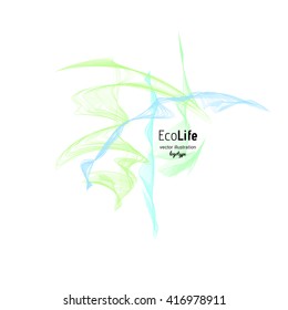 Blending shapes, curved lines for eco concept. Vector design.