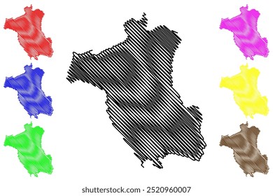 Blenio District (Schweiz, Schweizerische Eidgenossenschaft, Republik und Kanton Tessin, Tessin) Karte, Vektorgrafik, Skizze Bezirk Blenio Karte