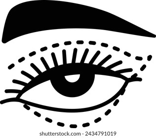 Concepto de blefaroplastia, redefinir las líneas de las cejas vector icono diseño, Cosmetología o Cosmetólogo símbolo, esteticista o esteticista signo, tratamiento de belleza ilustración de stock