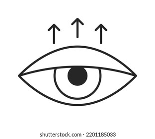 Blefaroplastia, cirugía de párpados, icono de línea. Ojo con la señal de la tapa inferior. Corrección estética del ojo. Ilustración del contorno del vector