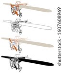 
Bleriot plane colored and perspective view.