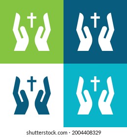 Juego de iconos mínimo de color Bless Flat cuatro colores
