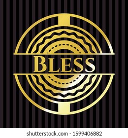 Bless gold emblem. Vector Illustration. Detailed.