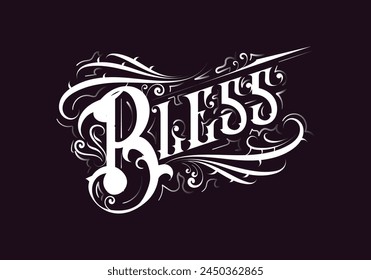 BLESS lettering custom tattoo design