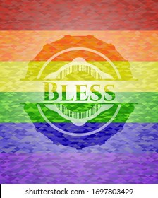 Segen auf mosaikem Hintergrund mit den Farben der LGBT-Flagge