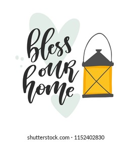 Bless our home. Vector fall card 