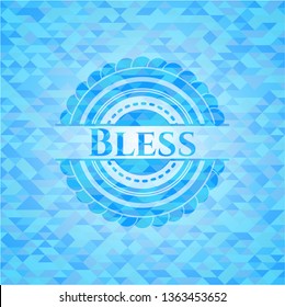 Bless realistic sky blue emblem. Mosaic background