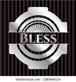 Bless silver emblem. Vector Illustration. Mosaic.
