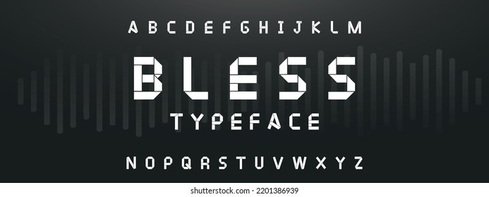 BLESS Sports minimal tech font letter set. Luxury vector typeface for company. Modern gaming fonts logo design.
