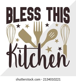 Bless This Kitchen Printable Vector Illustration