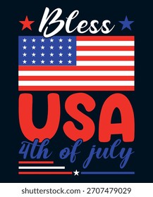 Bless USA 4th of July typography t-shirt design