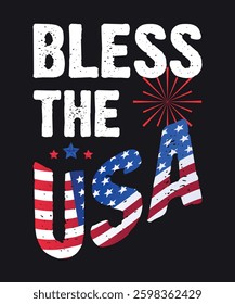 bless the USA Typography tshirt design