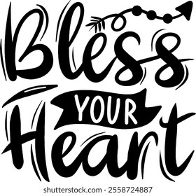 bless your heart valentines day black vector graphic design and cut file